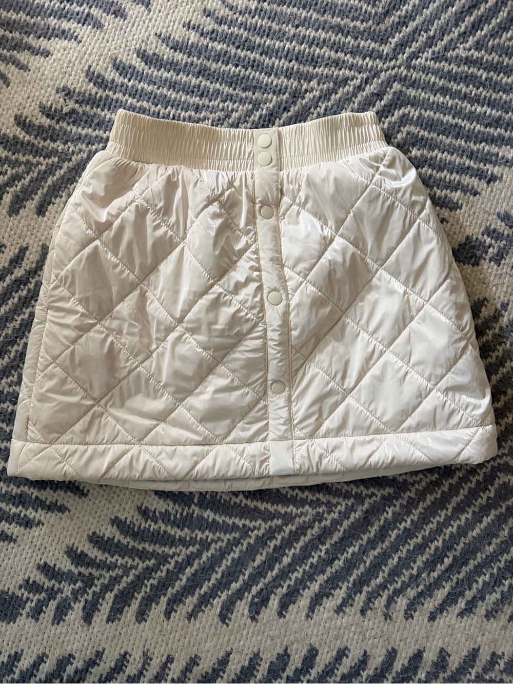Athleta Girl  L/12 Quilted Button-Front White Skirt